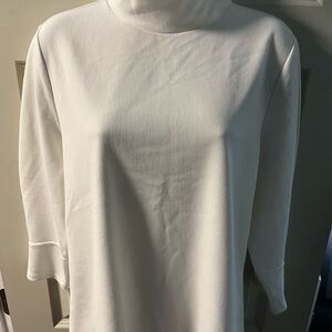 White Ribbed Turtleneck Sweater